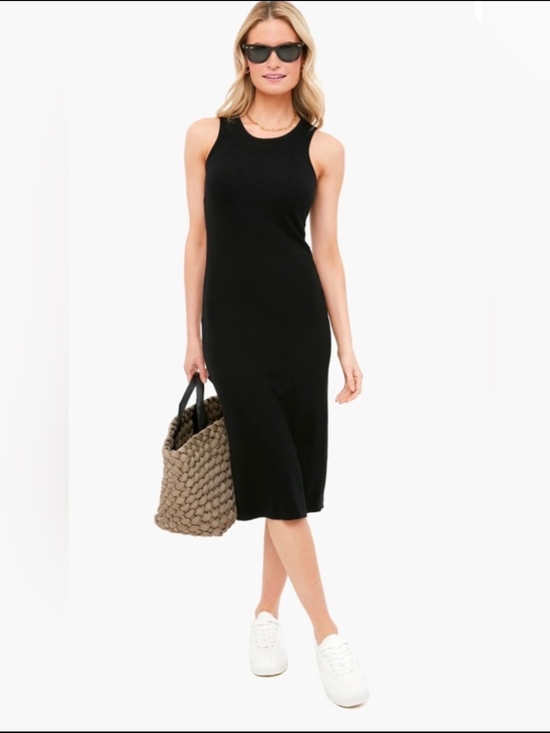 Marine Layer Black Sleeveless Midi Tank Dress Ribbed
